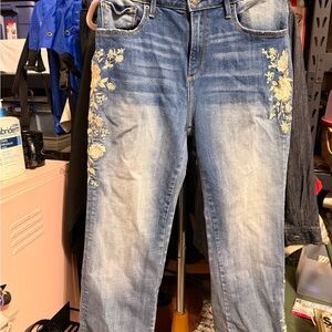 DRIFTWOOD Blue Jeans with Yellow Floral Embroidery